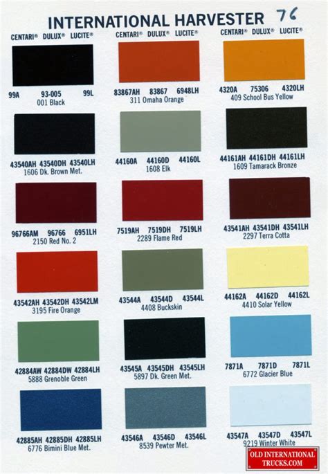 1976 Color Chart Color Charts • Old International Truck Parts