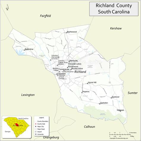 Map Of Richland County South Carolina Where Is Located Cities