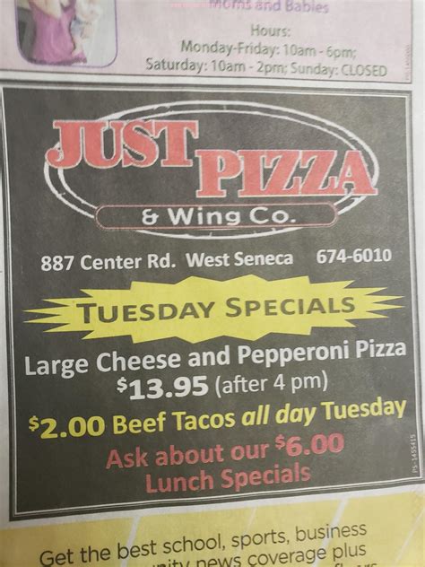 Menu At Just Pizza Pizzeria West Seneca 887 Center Rd