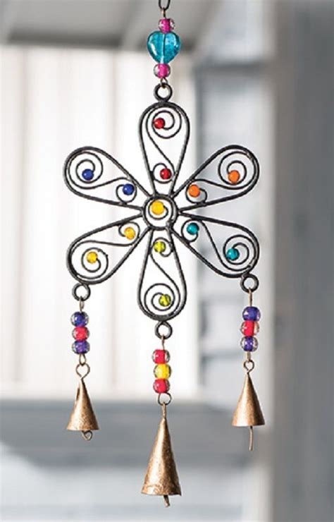 Namaste Fair Trade Traditional Flower Iron Windchime With Copper Bells