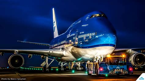 Boeing 747 By Night At Schiphol Airport Ams Amsterdam Klm Royal