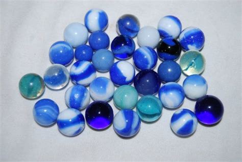 Old Vintage Glass Marbles Lot Blue Free Shipping To Us Etsy Glass