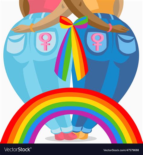 Two Dark Lesbian Women In Jeans Hold Each Other Vector Image
