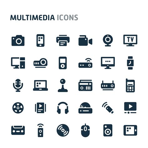 Premium Vector Multimedia Icon Set Fillio Black Icon Series