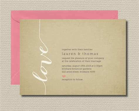 Printable Wedding Invitation And Rsvp Love By Rosiedaydesign