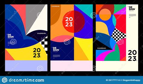 New Year 2023 Calendar Design Template With Geometric Colorful Abstract
