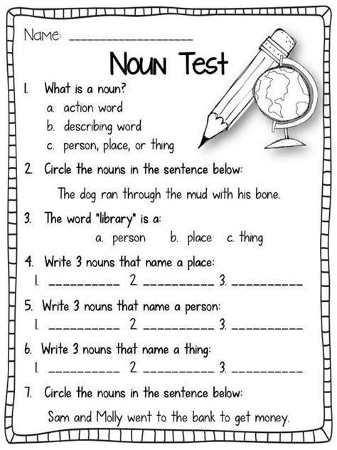 This interesting trivia quiz is designed for those students who have a hard time when it comes to understanding parts of. Nouns test - K-1st grade? | Fun Ideas for School ...