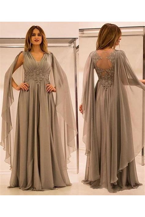 Long Chiffon Mother Of The Bride Dresses With Lace Appliques