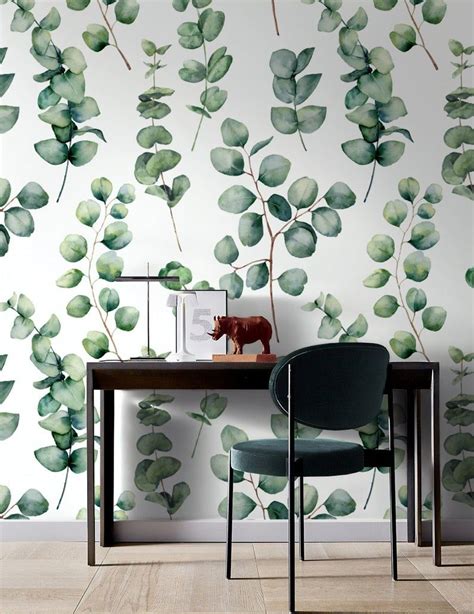 Floral Wallpaper Self Adhesive Peel And Stick Watercolor Green Etsy