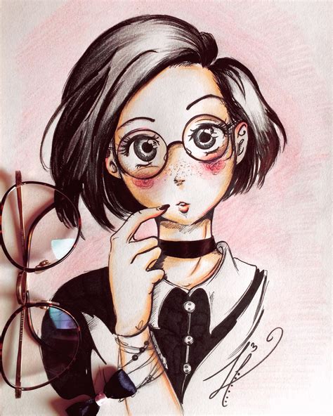 Ilaria Laria♡ On Twitter Glasses Girl Art Drawing