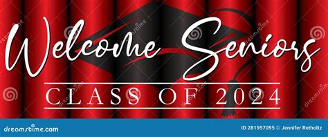 Red Welcome Seniors Class Of 2024 Banner Stock Illustration