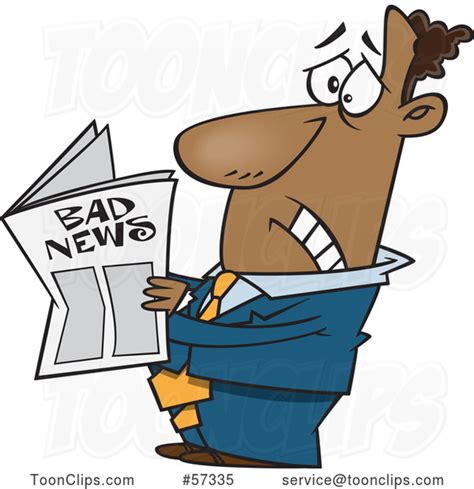Cartoon Black Business Man Reading Bad News 57335 By Ron Leishman