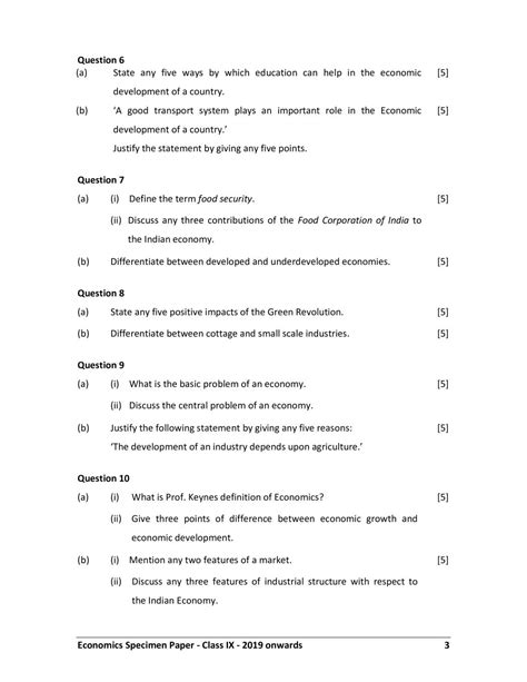 Icse Class 9 Economics Sample Paper 2024 Pdf Oneedu24