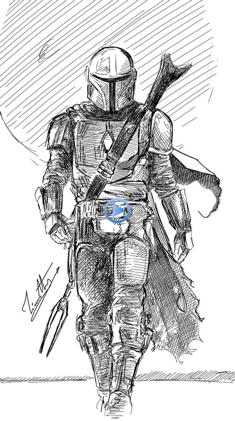 Mandalorian Drawing With Color How To Draw The Mandalorian Sketch