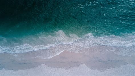 Download 3840x2160 Beach Calm Sea Sea Waves Aerial View 4k Wallpaper