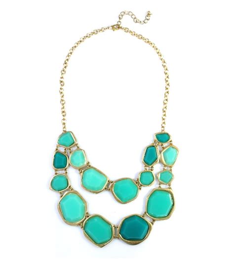 Seafoam And Turquoise Geo Fragment Double Row Statement Necklace