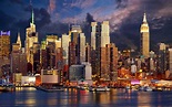 Fondos de pantalla Nueva York, rascacielos, costa, luces, noche ...