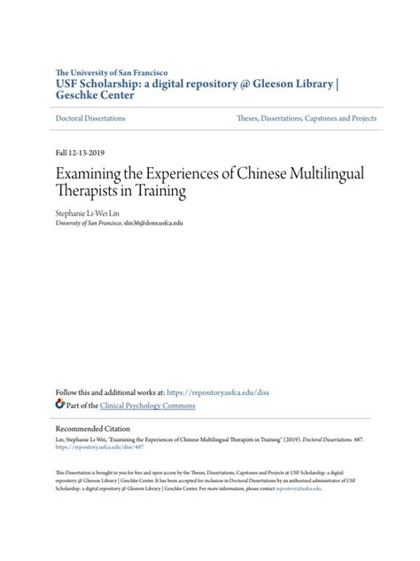 Examining The Experiences Of Chinese Multilingual Therapists In