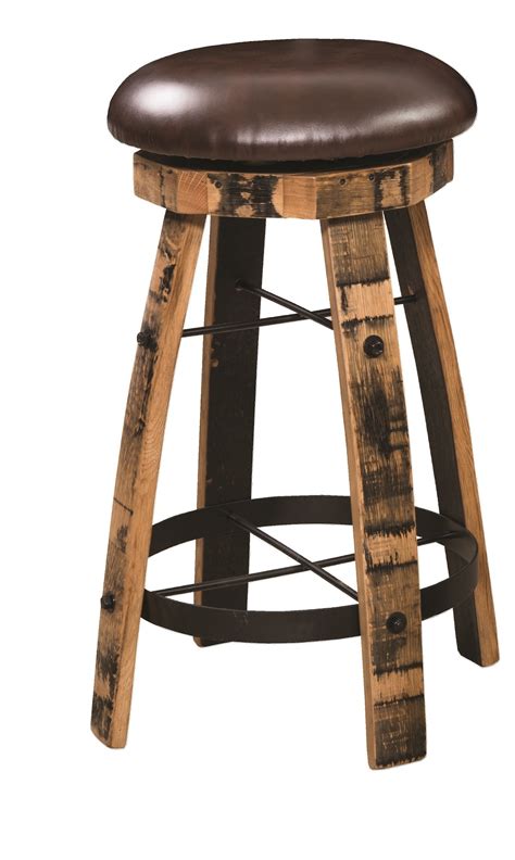 Amish Rustic Bar Stool With Round Steel And Cushions By Dutchcrafters