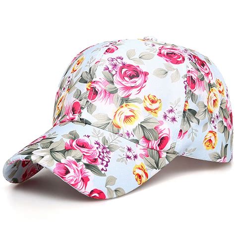 Summer Women Fashion Sports Caps Adjustable Cotton Floral Printed