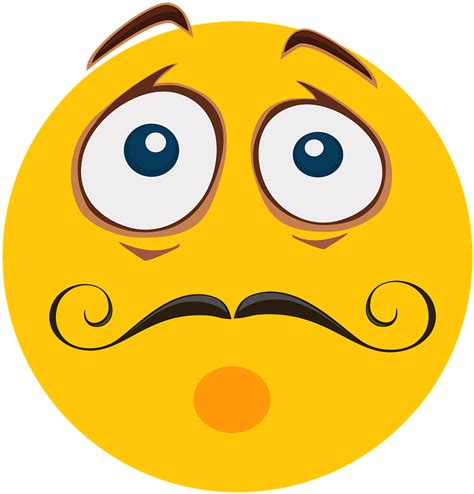 Download Impressed Wow Emoji Emotions Mustache Face Yellow