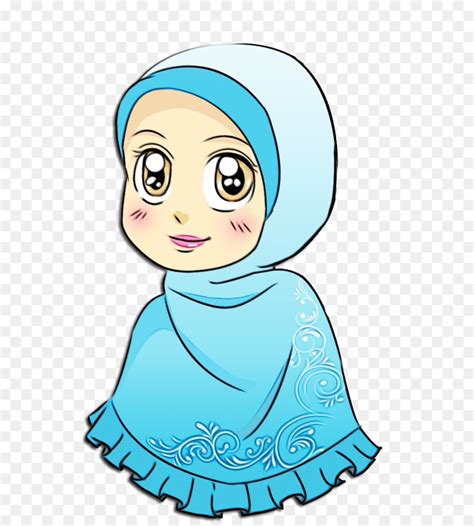 Jilbab Kartun Wanita Gambar Png