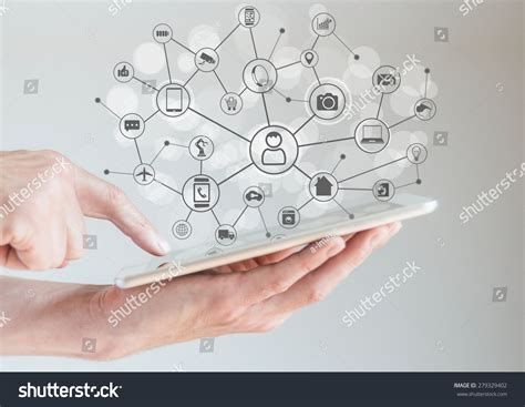 Internet Of Things Concept Iot With Male Hands Holding Tablet Or