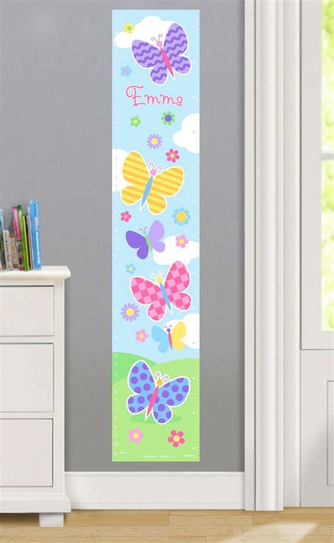 Olive Kids Butterfly Garden Personalized Peel And Stick Growth Chart