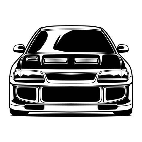 Black And White Car Front Drawing 1396725 Vector Art At Vecteezy