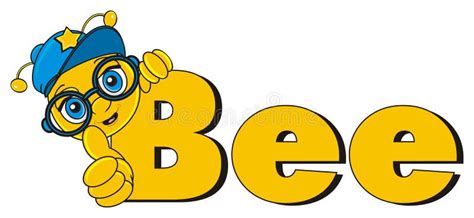 Bee Peek Up From The Word Bee Stock Illustration Illustration Of