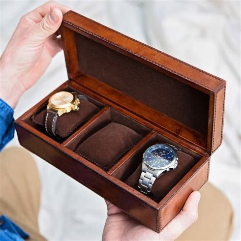 Personalised Leather Watch Box Triple By Ginger Rose