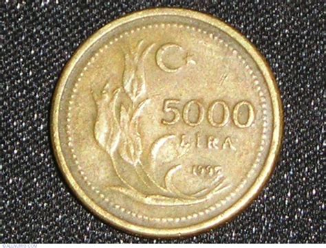 5000 Turkish Lira 1995 Republic 1991 2000 Turkey Coin 2729