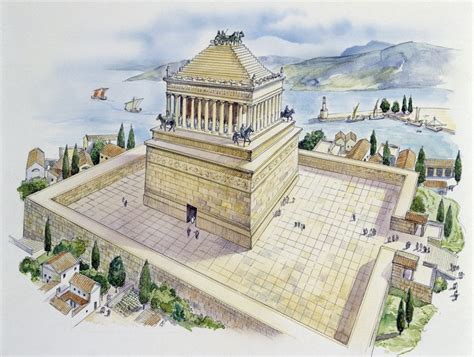 The Mausoleum Of Mausolus King Of Caria At Halicarnassus Drawing