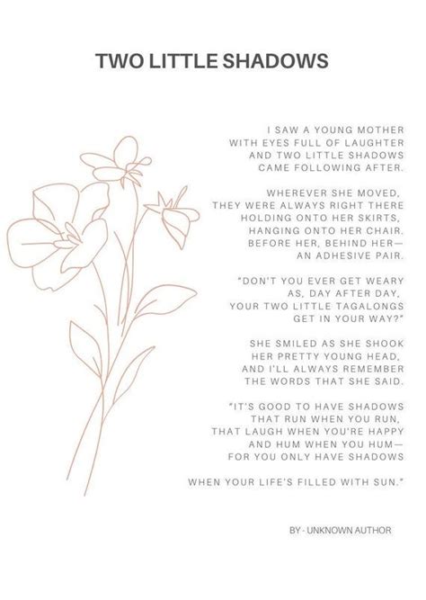 Two Little Shadows A Poem About Motherhood Printable Etsy Mom Poems