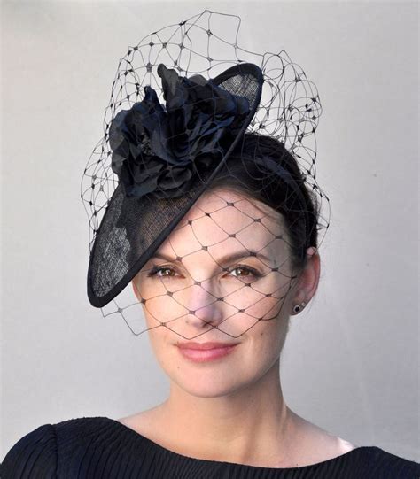 Ladies Black Hat Formal Hat Dressy Hat Black Fascinator Hat Funeral