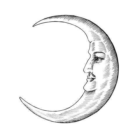 Hand Drawn Moon With Face Download Free Vector Art Stock Graphics