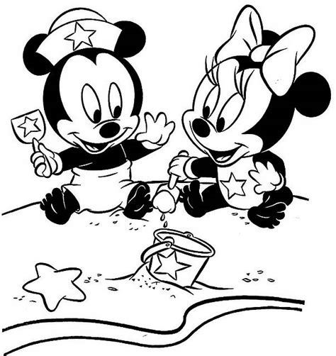 Baby Mickey Mouse and Minnie Mouse Coloring Pages