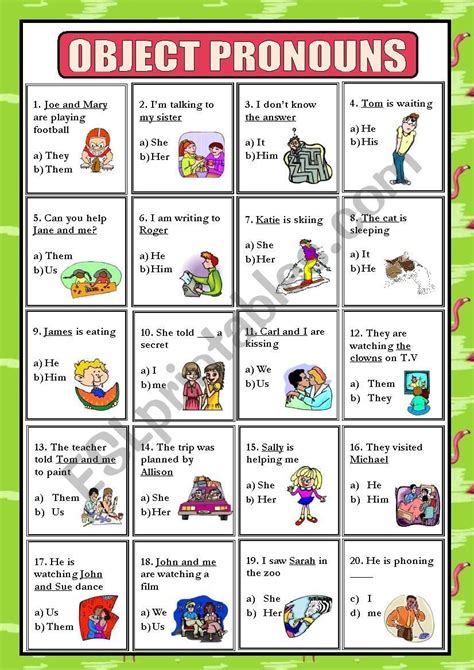 Free Printable Worksheet On Subject And Object Pronouns