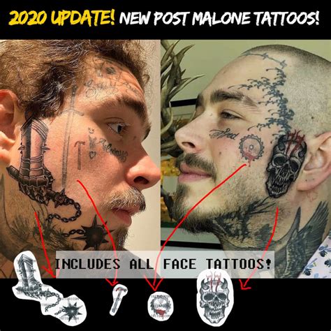 Update Post Malone Temporary Tattoo Face Neck Tattoos Etsy
