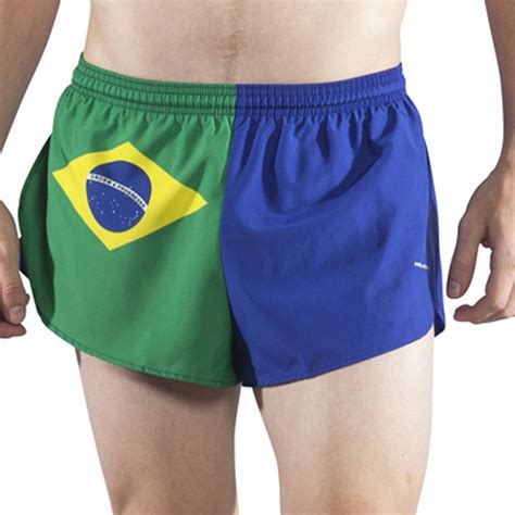 Mens 1 Inch Inseam Elite Split Running Shorts Brazil Boa