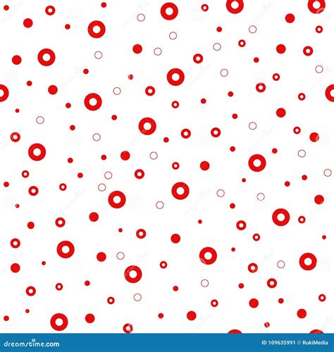 Seamless Abstract Pattern With Red Dots And Circles Stock Vector