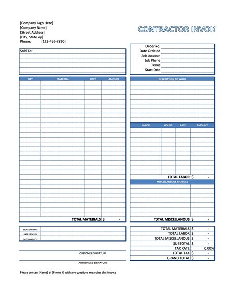 Get It Contractor Invoice Template Free Background Invoice Template Ideas