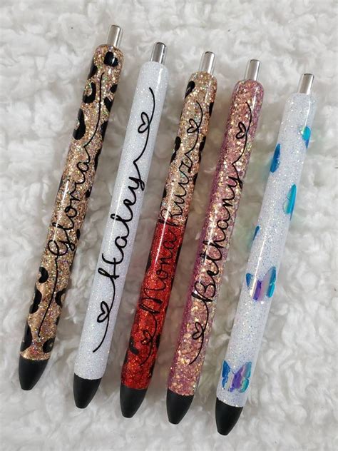 Personalized Glitter Gel Pen Custom Epoxy Glitter Pen Custom Etsy