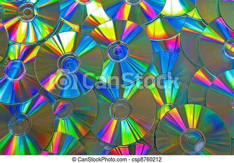 Lots Of Shiny Cds Dvds With Beautiful Rainbow Colours Canstock