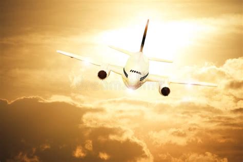 Airplane On Sunset Sky Stock Photo Image Of Freedom 14550114