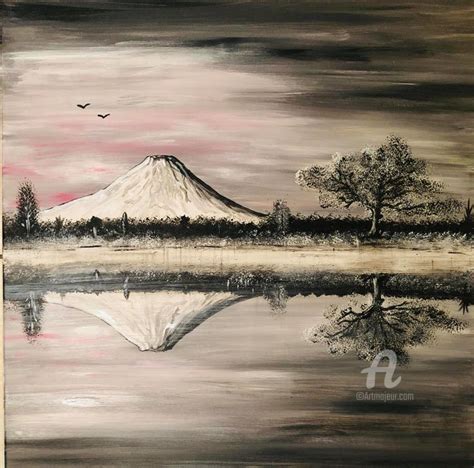 Japon Le Cerisier Du Mont Fuji Peinture par Valérie Schuler Artmajeur Mont fuji Fuji