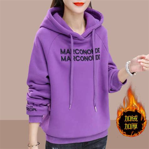 Hooded Sweater Autumn And Winter Thick Hooded Sweater Women S Loose Tops Plus Velvet Sweater