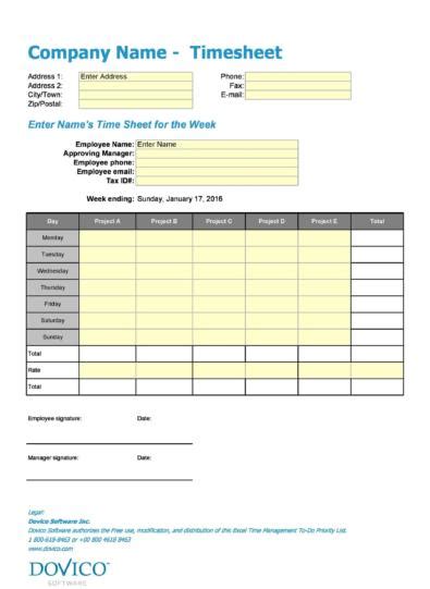 40 Free Timesheet Templates In Excel Templatelab