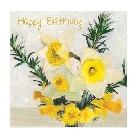 Happy Birthday Card Daffodils And Rosemary Spring Birthday Etsy