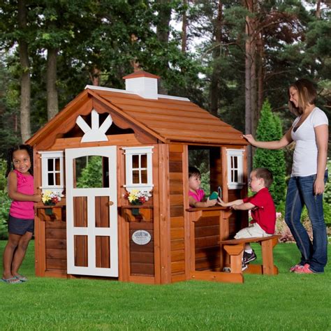 Adorable Outdoor Wood Cottage Playhouses For Kids